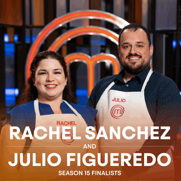 Chefs Rachel Sanchez and Julio Figueredo. Season 15 finalists.